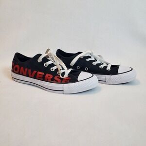 Converse Womens Size 6 All Star Wordmark Black Red Letters 165430f